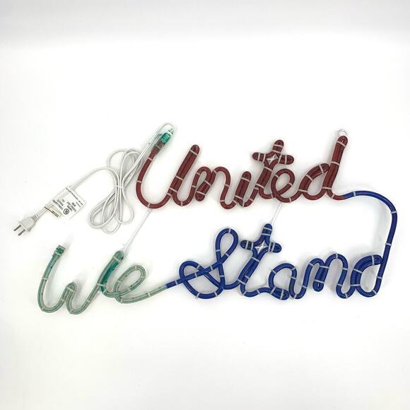 RARE! VTG 2002 Patriotic Rope Light Sculpture “United We Stand” New Open Box - Picture 3 of 13
